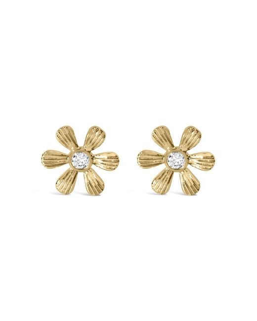 Haus of Brilliance Metallic 10K Diamond Accent Hammered Finish Floral Stud Earrings (I-J Color, I1-I2 Clarity)