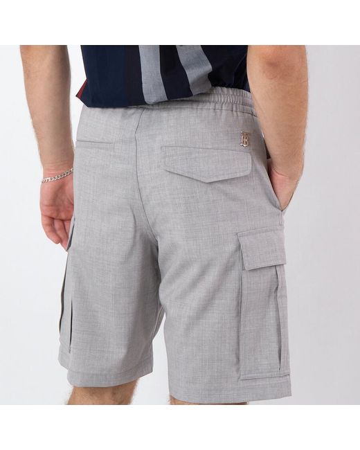 Burberry Gray Trueman Monogram Wool Cargo Shorts, Brand Size 48 (Waist for men