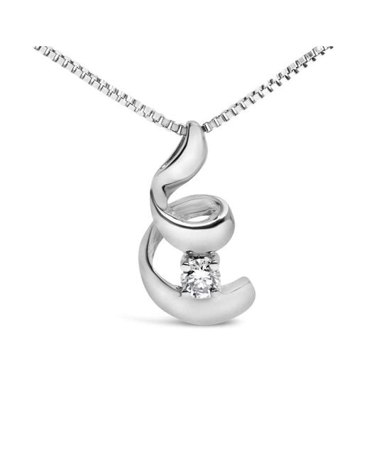 Haus of Brilliance White 10K 1/10 Cttw Diamond Solitaire Spiral 18" Pendant Necklace (I-J Color, I2-I3 Clarity)