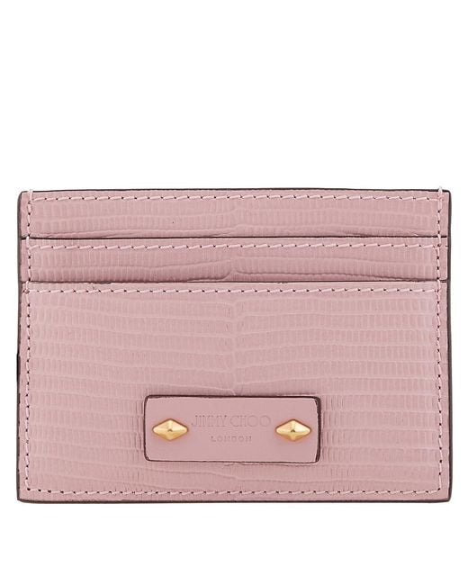 Jimmy Choo Pink Lizard Print Umika Card Case