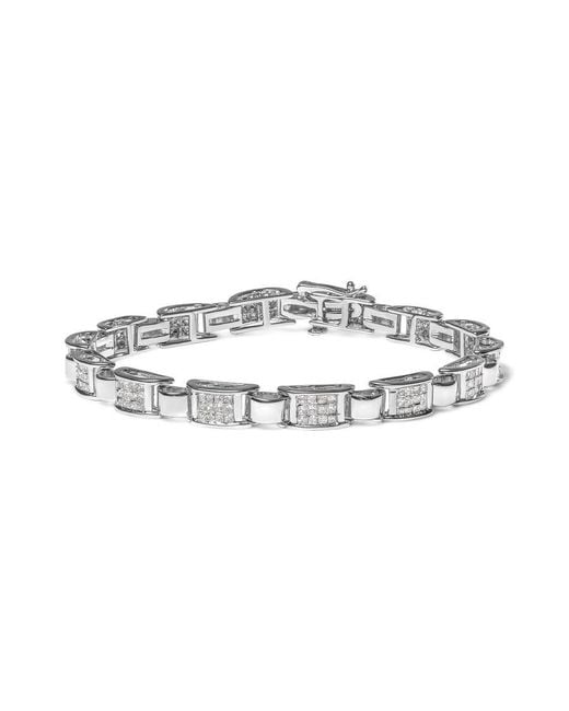 Haus of Brilliance Metallic 14K 2.00 Cttw Princess Diamond Invisible Set Link Bracelet (H-I Color, Si2-I1 Clarity)