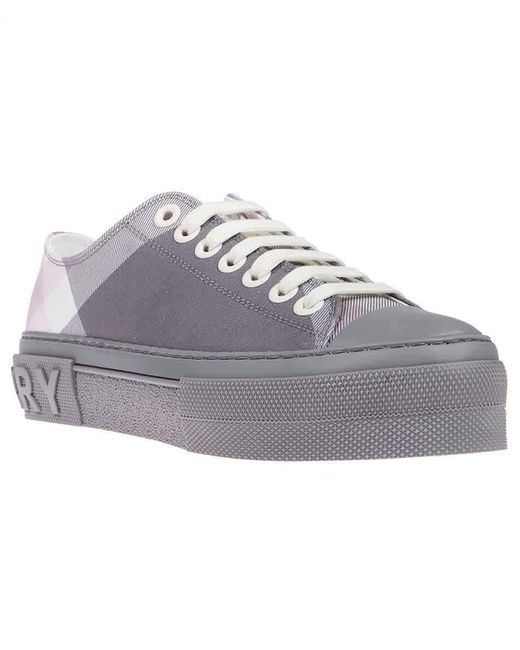 Burberry Gray Pale Grey Jack Check Low Top Sneakers