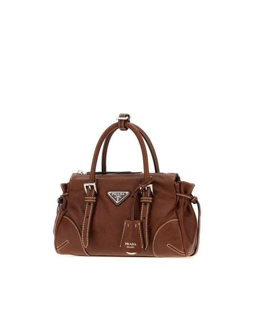 Prada Brown Karin Top Handle Bag