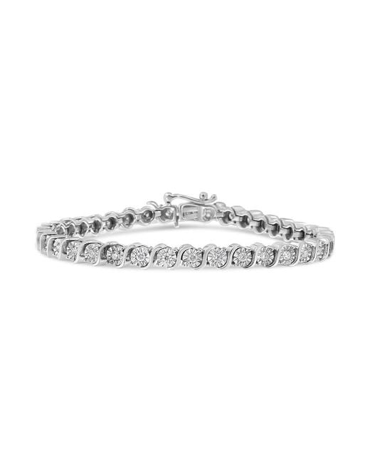 Haus of Brilliance White 14K 1.00 Cttw Lab Grown Diamond Round Miracle Plate And "S" Link Tennis Bracelet (F-G Color, Vs2-Si1 Clarity)