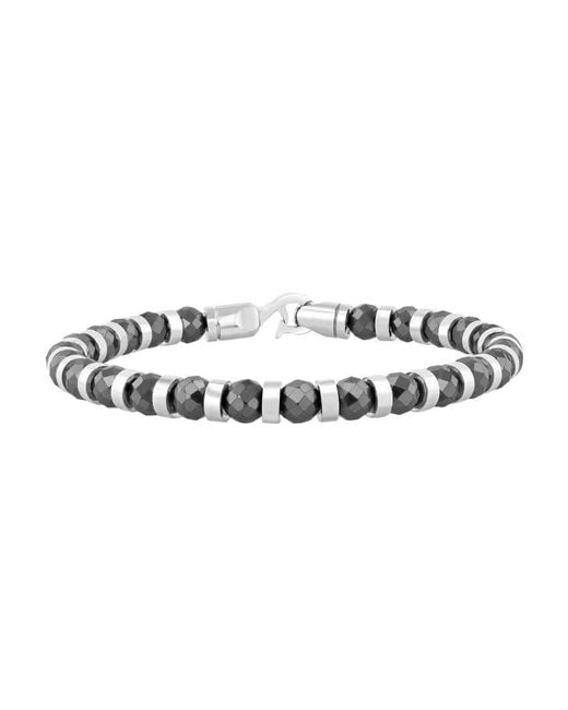 Robert Alton Metallic Stainless Steel Hematite Bead Bracelet for men