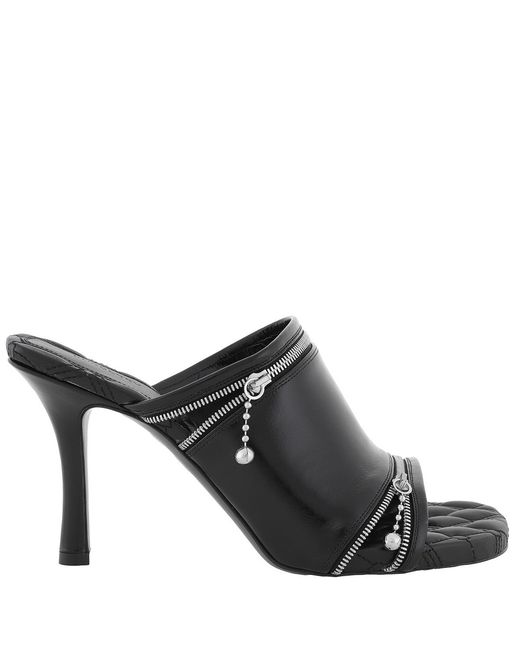 Burberry Black Glossy Leather Peep Flat For