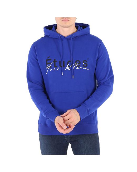Etudes Studio Blue Klein Signature Logo Cotton Hoodie for men