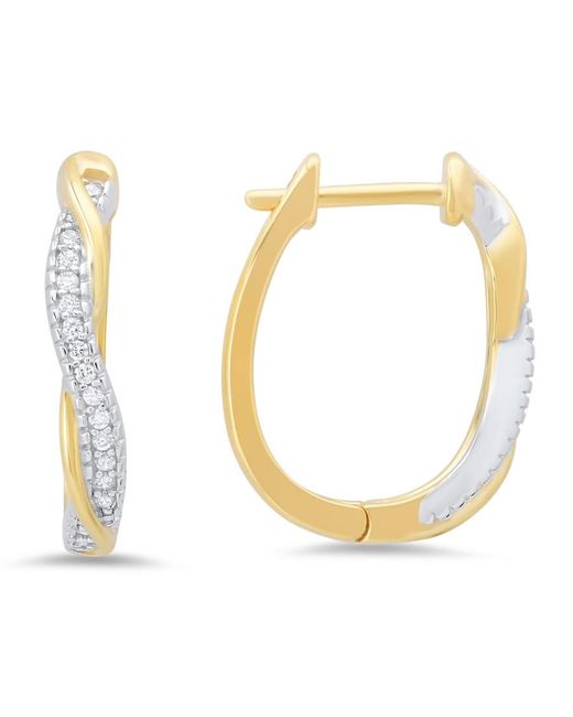 Kylie Harper Metallic Sterling Two-Tone Cz Swirl Hoop Earrings for men