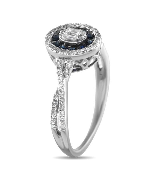 LB Exclusive Metallic 14K 0.40Ct Diamond And Sapphire Ring Rn32569
