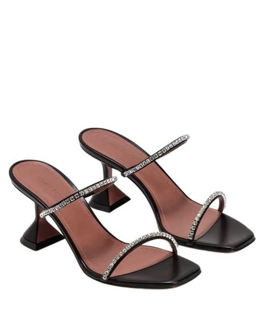 AMINA MUADDI Brown Gilda Crystal Embellished Sandals