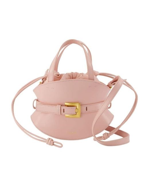 Balmain Pink Calfskin Leather Top Handle Bag