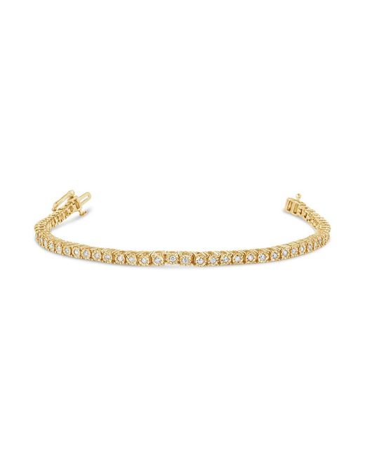 Haus of Brilliance Metallic 10k Yellow Gold Plated .925 Sterling Silver 1.0 Cttw Miracle-set Diamond Round Faceted Bezel Tennis Bracelet