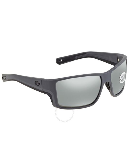 Costa Del Mar Gray Reefton Pro Grey Silver Mirror Polarized Rectangular Sunglasses 6s9080 908009 63 for men