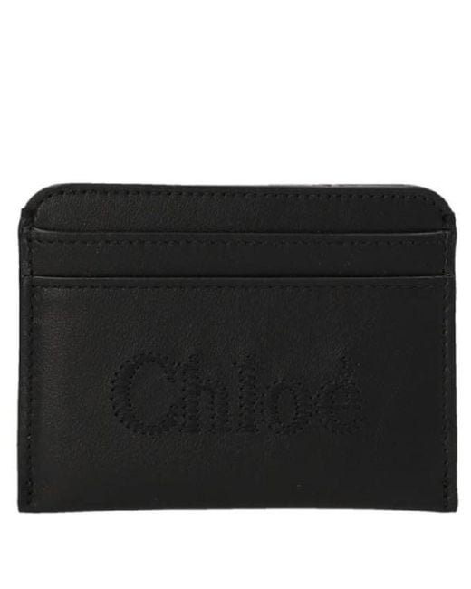 Chloé Black Embroidered Logo Sense Card Holder