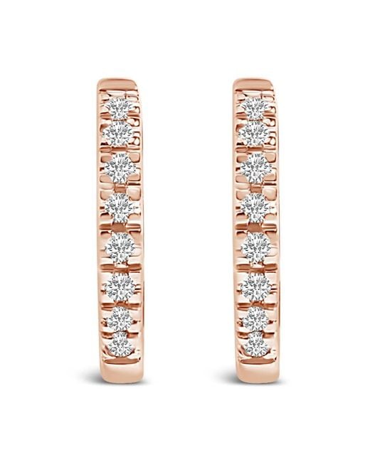Haus of Brilliance White 14K Rose 1/5 Ctw Diamond Huggie Hoop Earrings