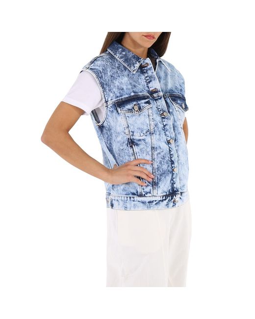 Stella McCartney Blue Ladies Vintage Washed Denim Vest, Brand Size 42 (Us