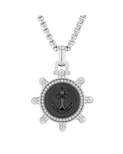 Robert Alton Multicolor 1/4Ctw Stainless Steel & Boat Wheel Anchor Pendant for men