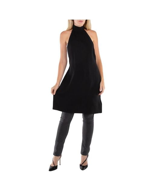 Burberry Black Ladies Silk Bib Funnel-Neck Sleeveless Dress, Brand Size 4 (Us