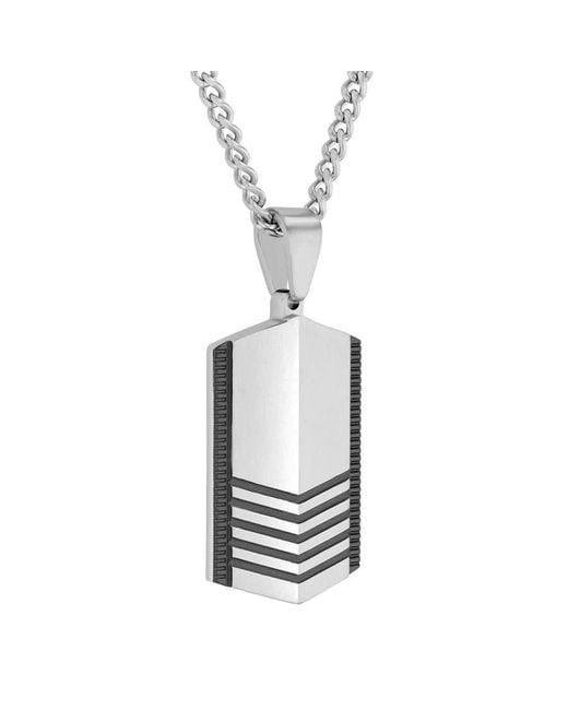 Robert Alton White Stainless Steel Finish Chevron Design Dog Tag Pendant for men