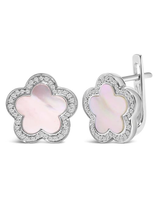 Haus of Brilliance Pink 14K Mother Of Pearl And 1/5 Cttw Diamond Halo Star Stud Earrings
