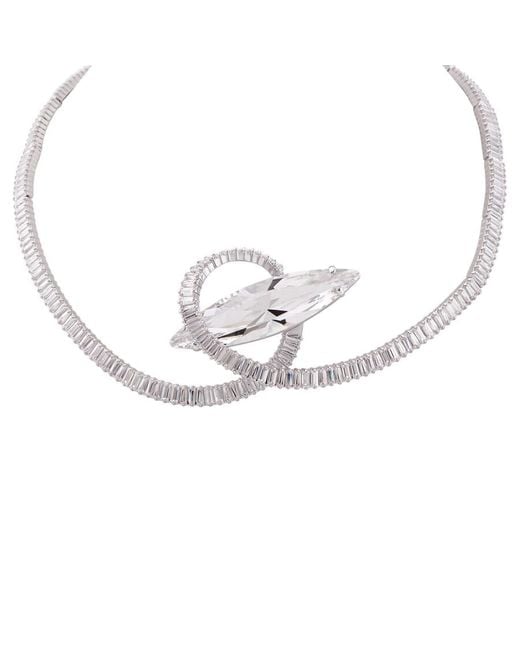 Swarovski Metallic Matrix Baguette Cut Rhodium Plated Choker