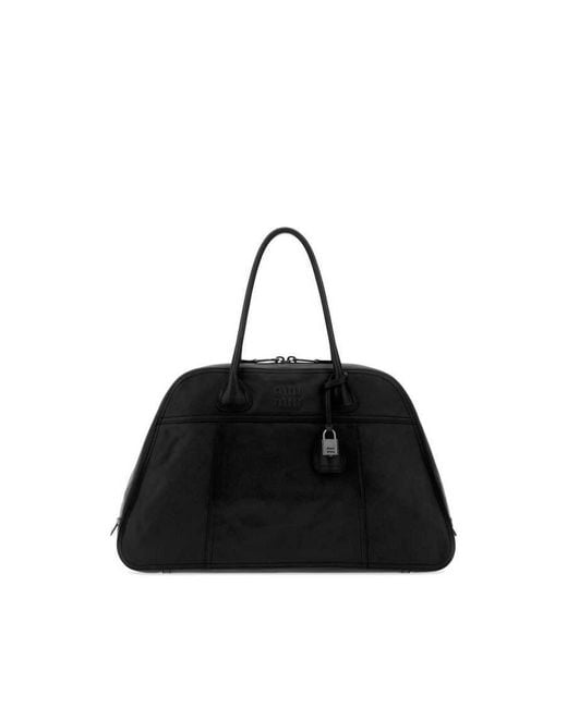 Miu Miu Black Vitello Leather Shoulder Bag