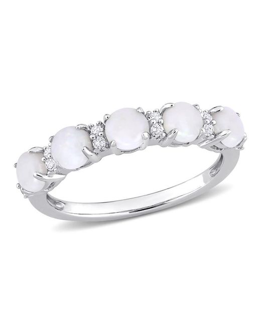 Amour Metallic 1 Ct Tgw Opal And Topaz Semi Eternity Ring