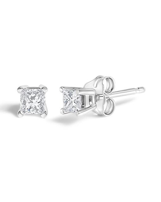 Haus of Brilliance Metallic 925 Sterling 1/4 Cttw Princess-Cut Diamond Solitaire Stud Earrings (H-I Color, I1-I2 Clarity)