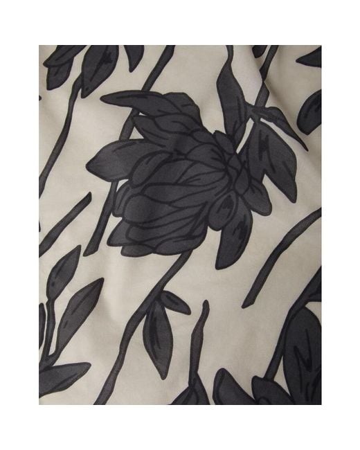 Brunello Cucinelli Gray Floral Cotton Neck Wrap, One Size