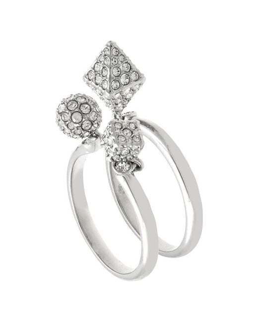 Swarovski Metallic Dextera Rhodium Plated Ring Set, Size 58