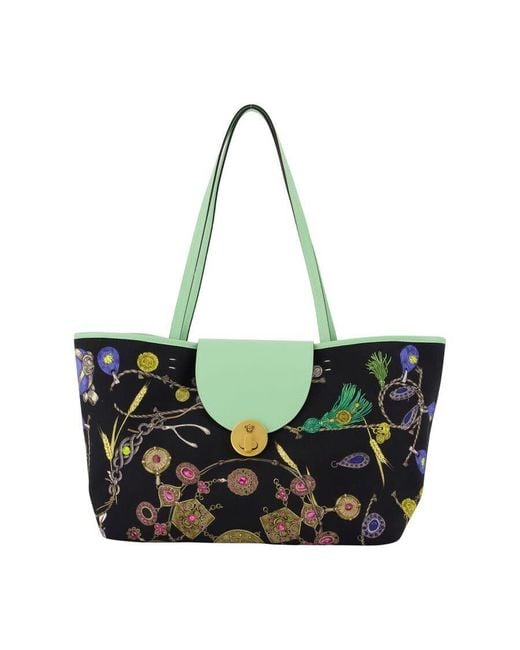 Versace Green St. Broken Jewels Tote Bag
