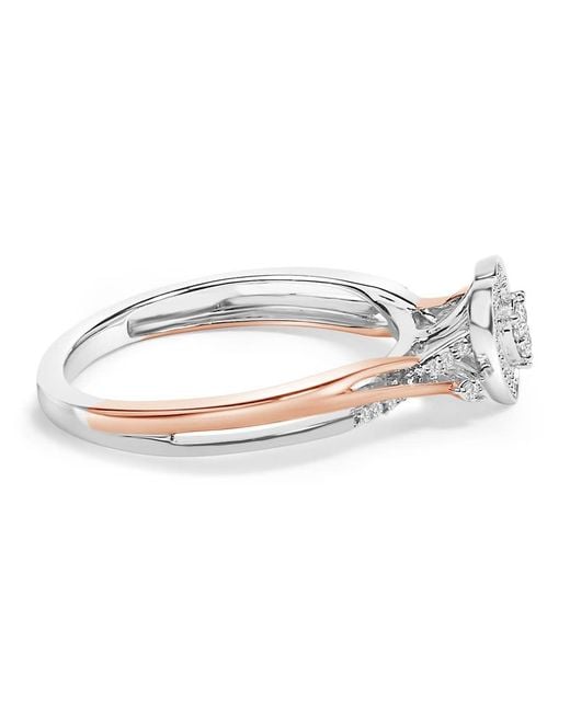 Haus of Brilliance White 14K Rose Plated Sterling 1/10 Cttw Diamond Heart Motif Ring