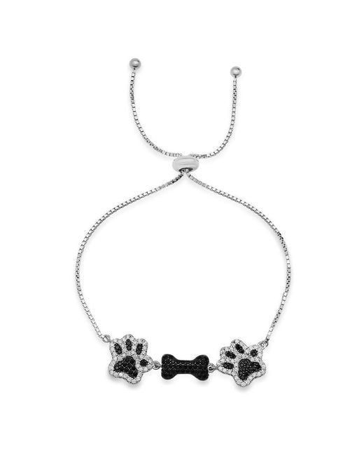 Kylie Harper Metallic Sterling Cubic Zirconia Cz Doggy Paw & Bone Adjustable Bracelet
