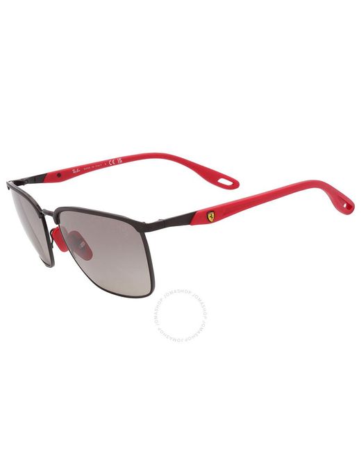 Ray-Ban Metallic Scuderia Ferrari Gray Gradient Square Sunglasses Rb3673m F04111 56