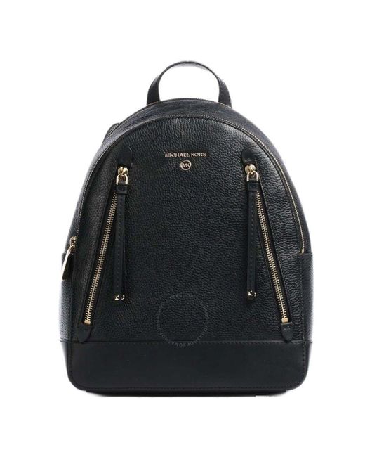 Michael Kors Black Brooklyn Medium Pebbled Leather Backpack