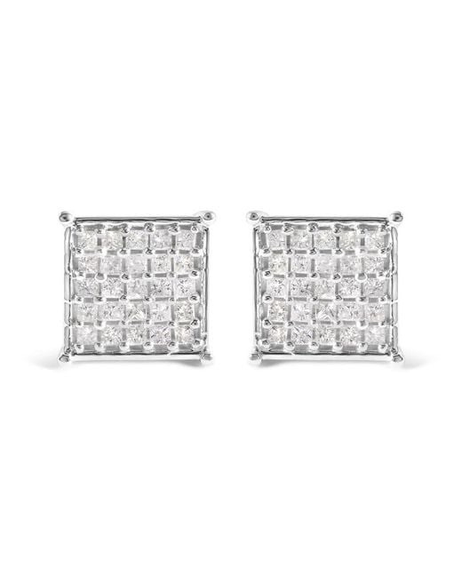 Haus of Brilliance Metallic 10K 3/4 Cttw Princess Diamond Composite Stud Earrings (I-J Color, I1-I2 Clarity)