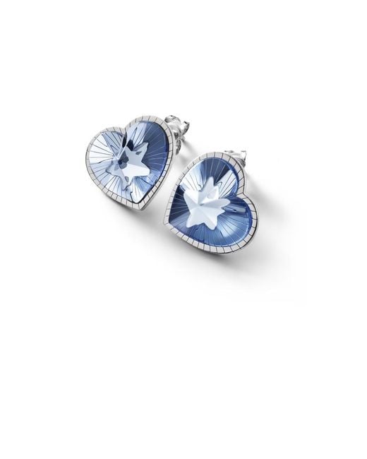 Baccarat Blue Sterling, Crystal Heart Earrings 2812859