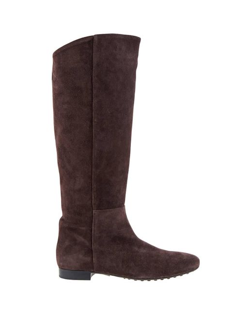 Tod's Brown Knee-high Suede Boots
