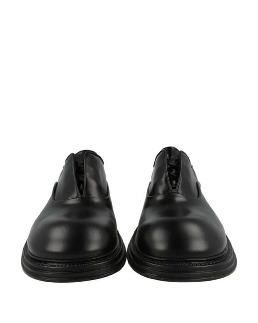 Ferragamo Black Fanni Lace Up Leather Loafers