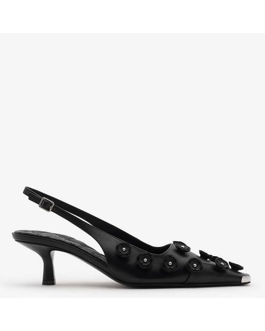 Burberry Black Flora Leather Chisel Slingback Pumps, Brand Size 37 Us
