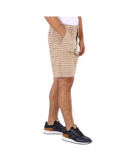 Acne Natural Beige / Camel Wave Print Shorts for men