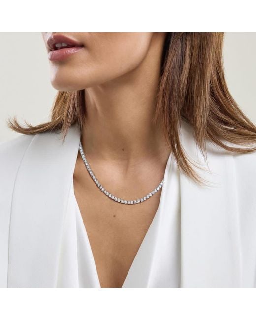 Brilliant Diamond Metallic 2 Carat Round Lab Grown Diamond Tennis Necklaces