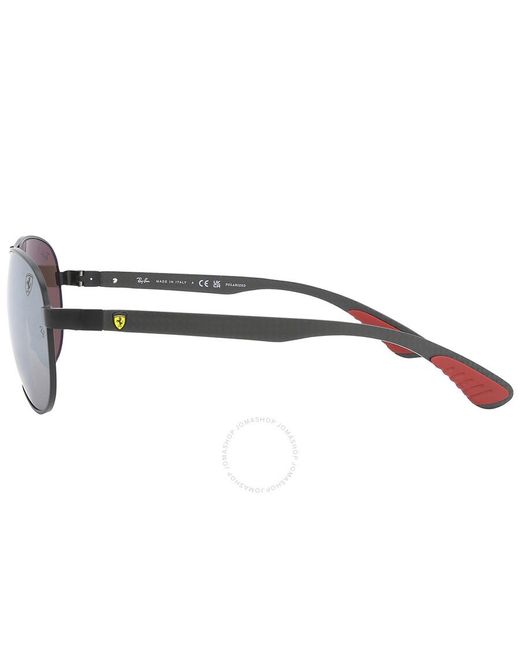 Ray-Ban Gray Scuderia Ferrari Polarized Silver Chromance Pilot Sunglasses Rb8331m F002h2 61