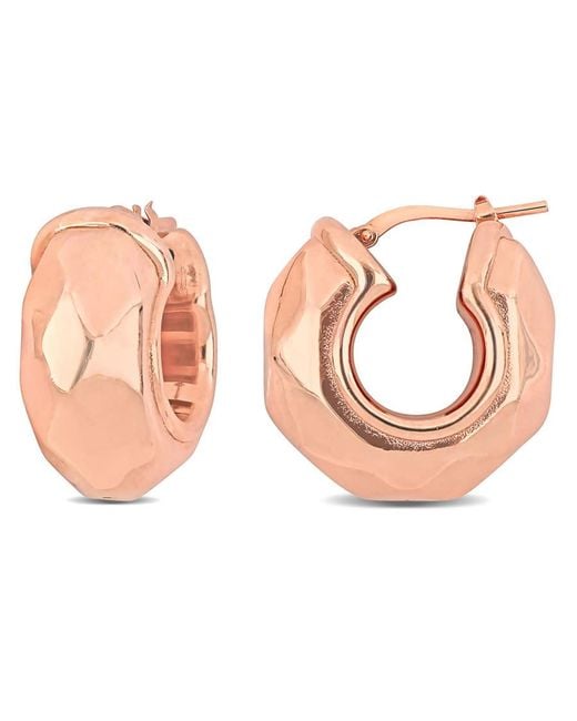 Amour Pink 23Mm Wide Diamond Cut Huggie Earrings