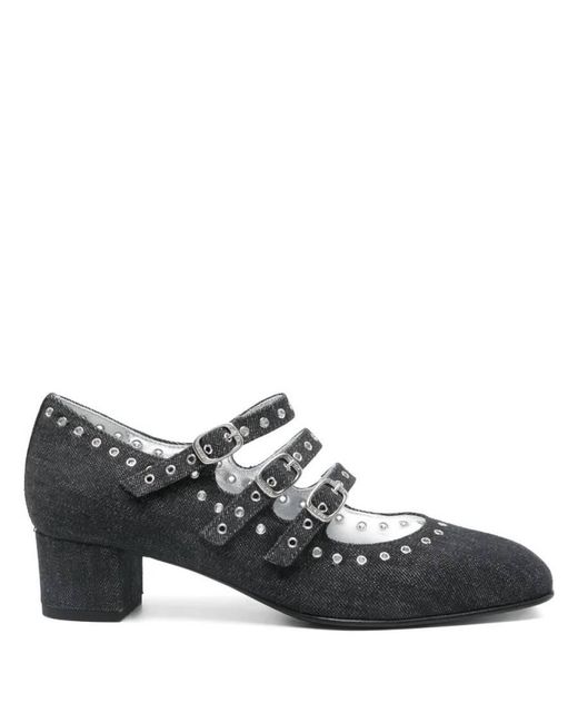 CAREL PARIS Black Camden Denim Buckled Pumps, Brand Size 35 Us