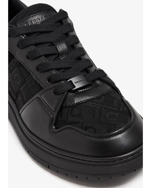 Ferragamo Black Dennis Jacquard Sneakers for men