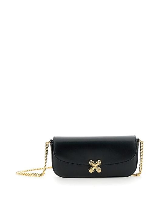 McQueen Black Healthier Small Skull Flower Crossbody Bag