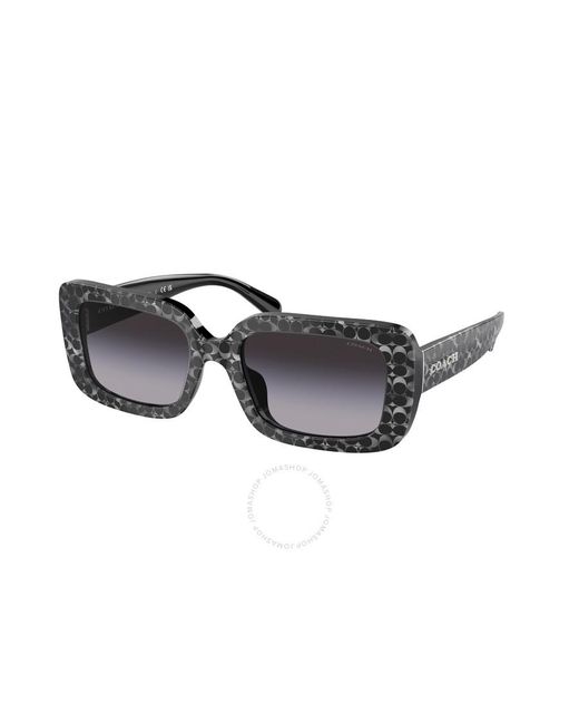 COACH Black Grey Gradient Rectangular Sunglasses Hc8380u 55208g 54