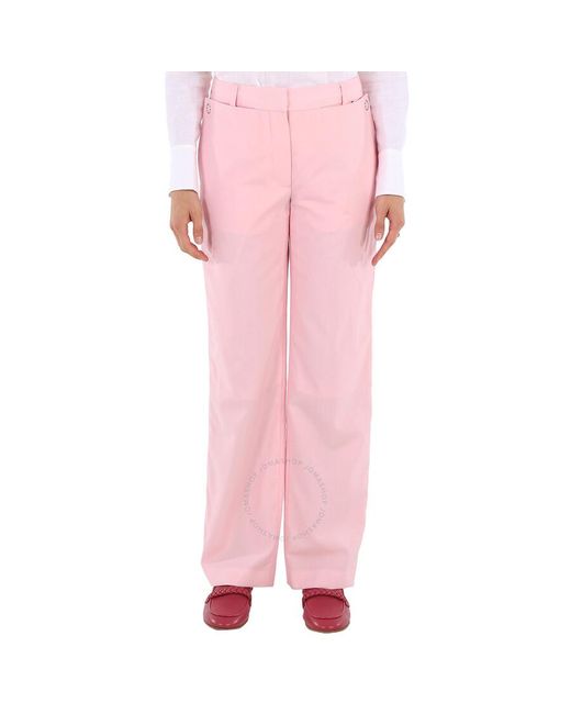 Burberry Pink Soft Pocket Detail Tumbled Wool Tailored Trousers