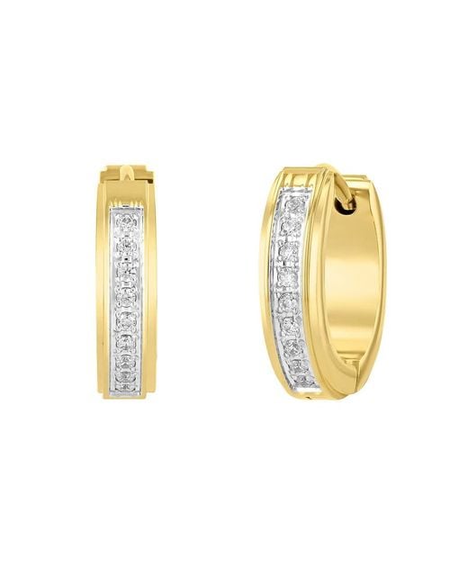 Robert Alton Metallic 1/6Ctw Diamond Stainless Steel With Finish Huggie Earrings for men